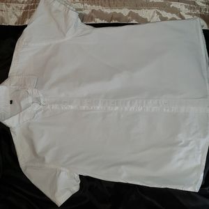 Plain White short sleeve button up shirt